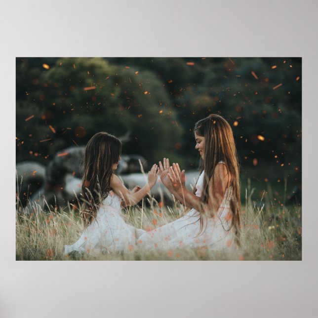 Customised Photo Bokeh Sparkles Overlay Whimsical Poster (Front)
