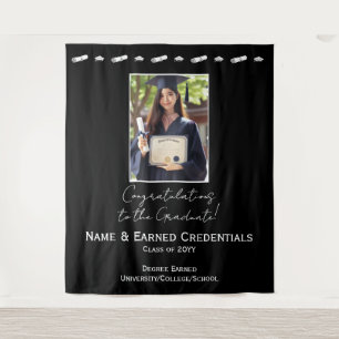 Customised Photo, Cap, Diploma Graduation Backdrop Tapestry