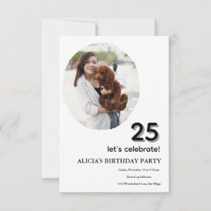 Customised photo frame 25th birthday  invitation