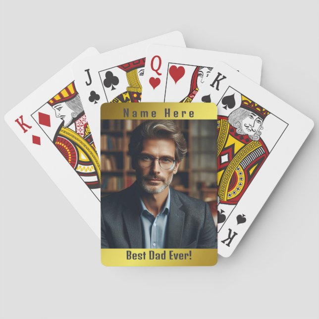 Customised Photo Golden Dad Classic Playing Cards (Back)