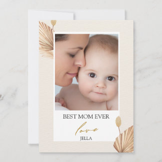Customised Photo Mother's Day Floral Flat Card