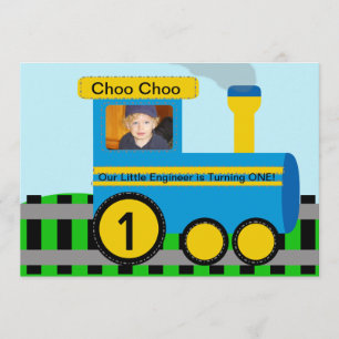 Customised Photo Train Birthday Invitation