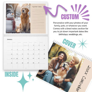 Customised Photos Family Pets With Lined Notes Calendar