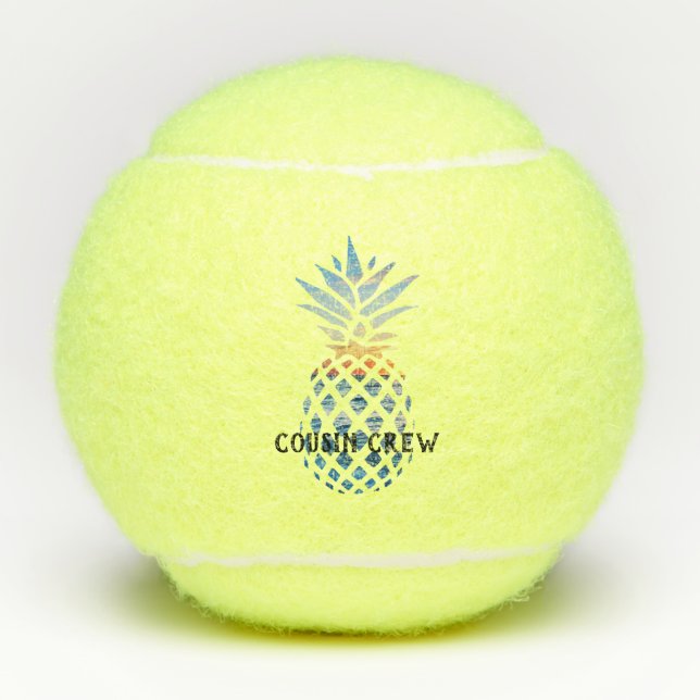 Customised Pineapple Tropical Family Vacation Tennis Balls (Front)