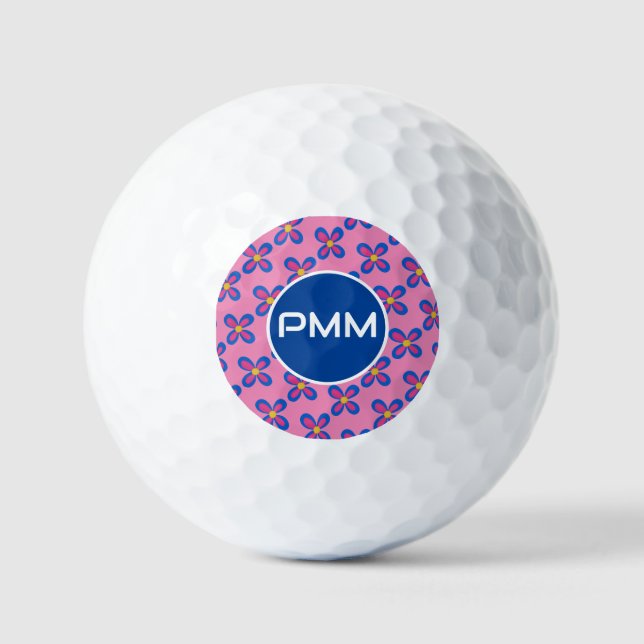 Customised Pink Flower Golf Ball (Front)