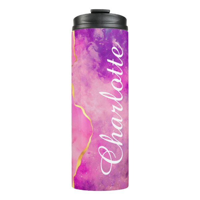 Customised Pink Glittery Clouds of Colour Tumbler (Front)