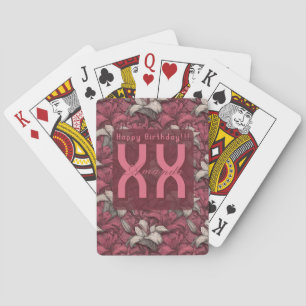 Customised Pink Lilies Fantasy Girl Birthday Party Playing Cards