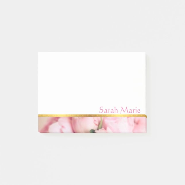Customised Pink Peony Post-it Notes (Front)