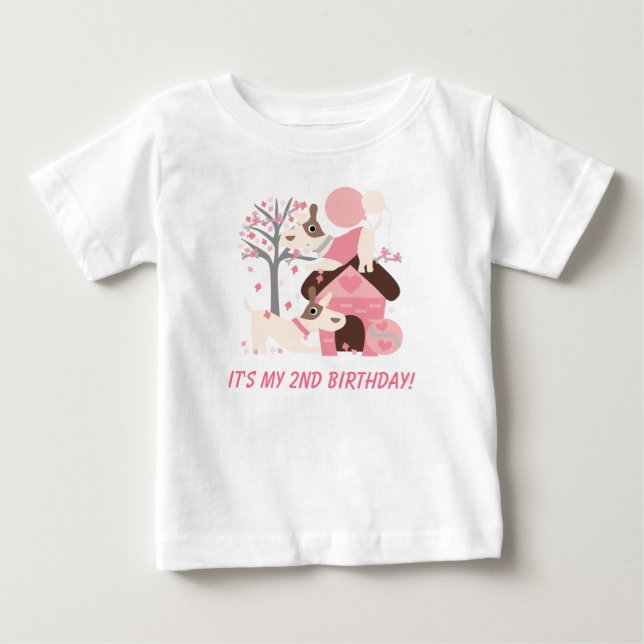 Customised Pink Puppy Dog Birthday Tshirt (Front)