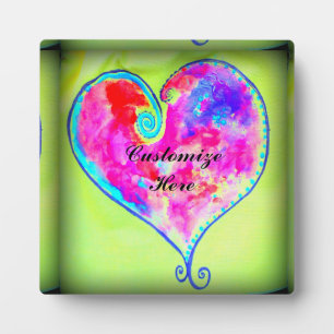 customised pink swirly heart plaque