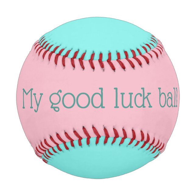 Customised Pink Turquoise My Good Luck Baseball (Back)