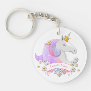 Customised Pink Unicorn Princess Key Ring