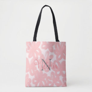Customised Pink Watercolor Floral Abstract Cute Tote Bag