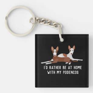 Customised Podenco Dogs Slogan Square Key Ring