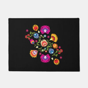 Customised Polish folklore with pink flowers Doormat