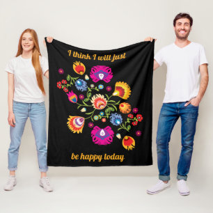 Customised Polish folklore with pink flowers Fleece Blanket