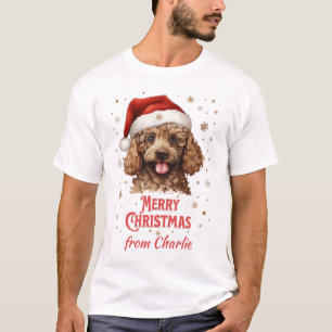 Customised Poodle Dog Santa Merry Christmas T-Shirt