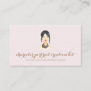 Customised portrait character hair style business card