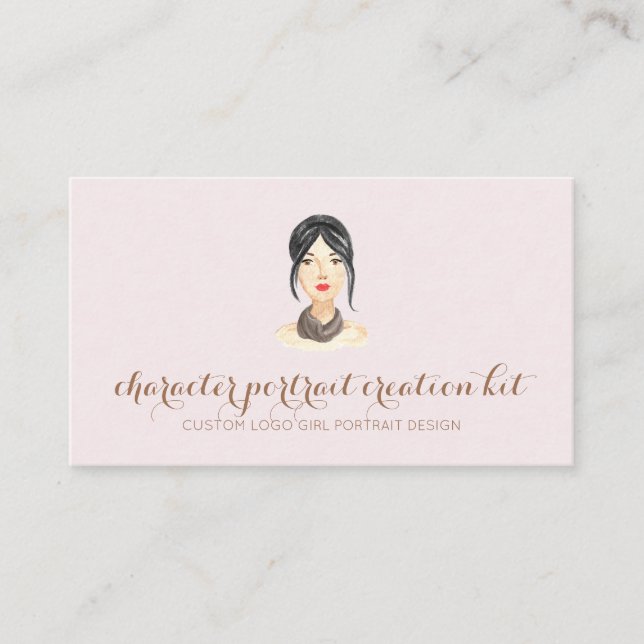 Customised portrait character hair style business card (Front)