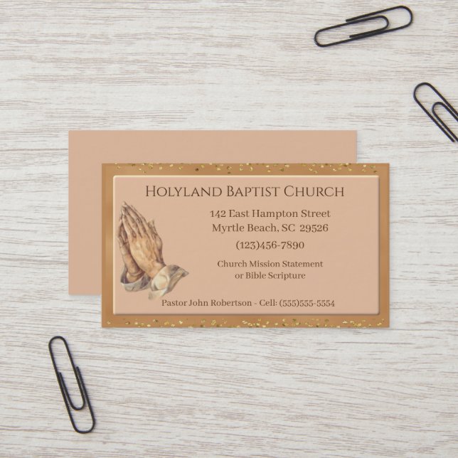 Customised  Praying Hands Church Business Cards (Front/Back In Situ)