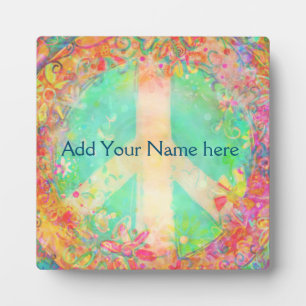 Customised Pretty Floral Peace Sign Inspirivity Plaque