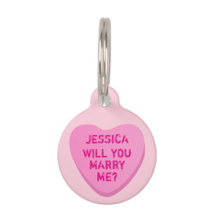 Customised Proposal Candy Heart Pet Tag