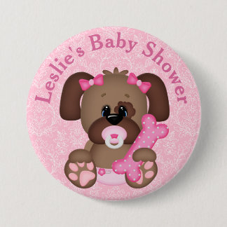 Customised Puppy Baby Shower Button