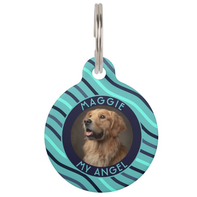 Customised Puppy Parent Gift Stripes Print Pet Tag (Front)