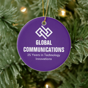 Customised Purple Cyber Company Christmas Ceramic Tree Decoration