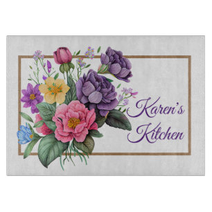 Customised Purple Rose Bouquet Cutting Board