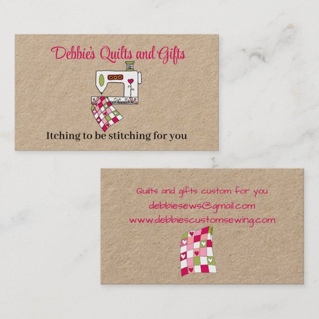 Customised Quilting with Sewing Machine Business Card (Front/Back)