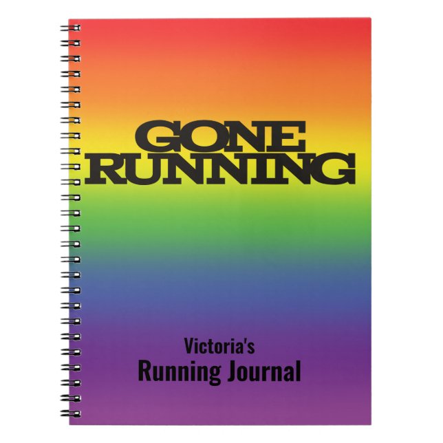 Customised Rainbow background Running Journal (Front)