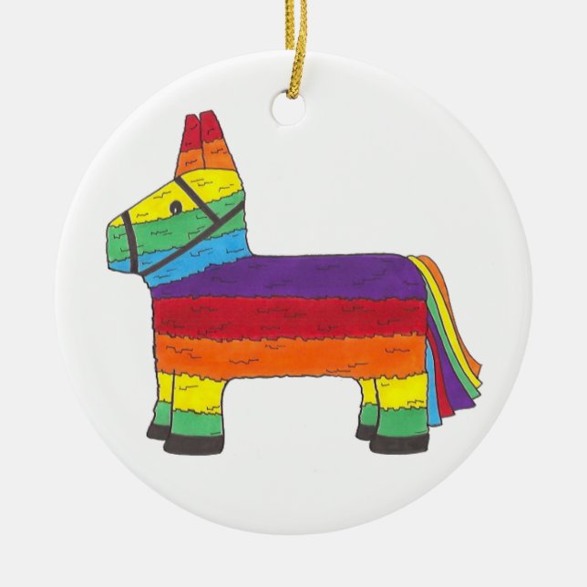Customised Rainbow Piñata Birthday Party Favour Ceramic Tree Decoration (Front)