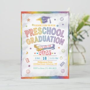 Customised Rainbow-Theme Preschool Graduation Invitation