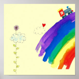 customised rainbow train print