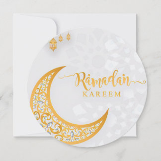 Customised Ramadan Kareem Circle White & Golden Holiday Card