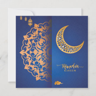 Customised Ramadan Kareem Mubarak Blue & Golden 4 Holiday Card