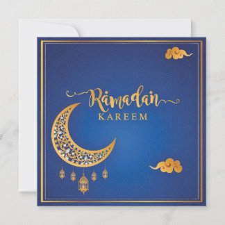 Customised Ramadan Kareem Mubarak Blue & Golden II Holiday Card