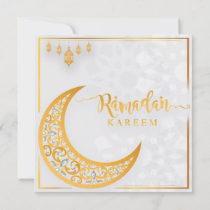 Customised Ramadan Kareem Mubarak White & Golden 1 Holiday Card