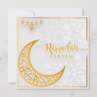 Customised Ramadan Kareem Mubarak White & Golden 1 Holiday Card