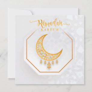 Customised Ramadan Kareem White & Golden 2 Holiday Card