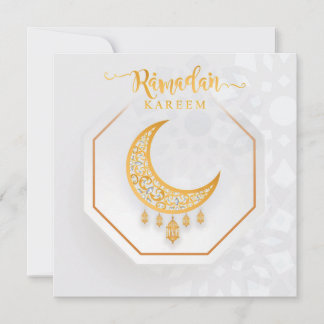 Customised Ramadan Kareem White & Golden 2 Holiday Card