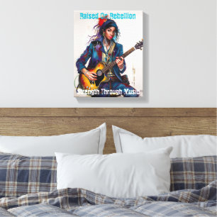 Customised Rebel Girl Guitarist Art Inspirational Canvas Print