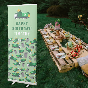 Customised Recycling Garbage Truck Birthday Retractable Banner