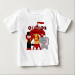 Customised Red and White Circus Birthday T-shirt<br><div class="desc">Add your child's name and age to our customisable Red and White Circus Birthday t-shirts and bodysuits before ordering. If he loves clowns,  lions,  elephants,  and the big top circus he'll love this cute and colourful circus theme tee that matches our Red and White Circus Birthday invitations!</div>