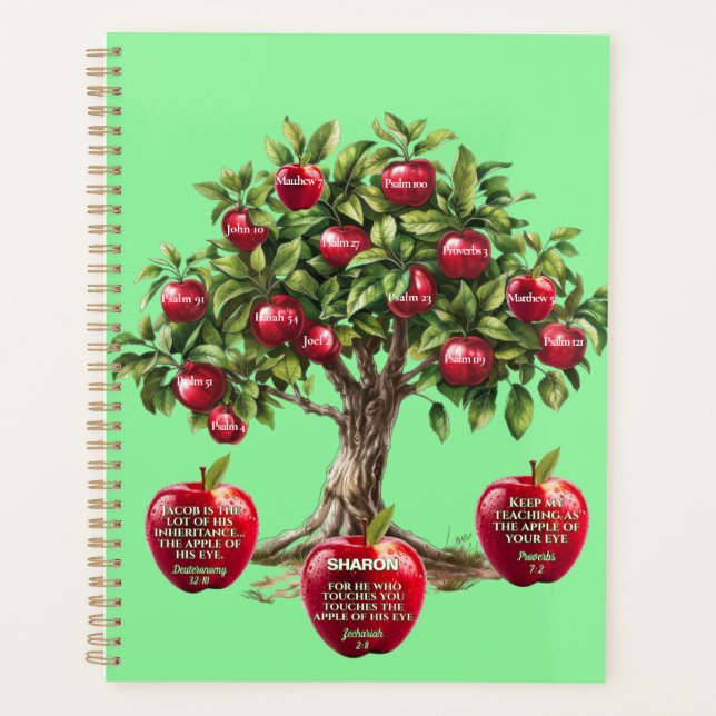 Customised Red Apple Tree Of Life Bible Verses Planner (Front)