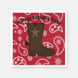 Customised  Red Bandanna Cowboy Boot Napkin