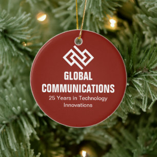 Customised Red Cyber Technology Company Christmas Ceramic Tree Decoration