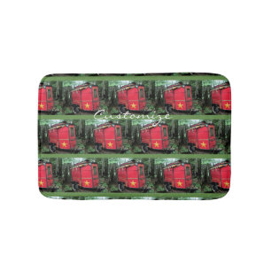 Customised Red Gypsy tiny caravan Bath Mat