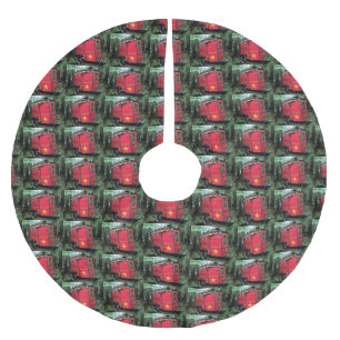 Customised Red Gypsy tiny caravan Brushed Polyester Tree Skirt